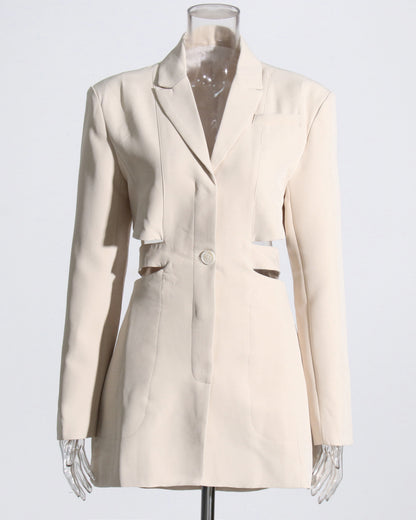 Apricot Solid Lapel Cutout Blazer