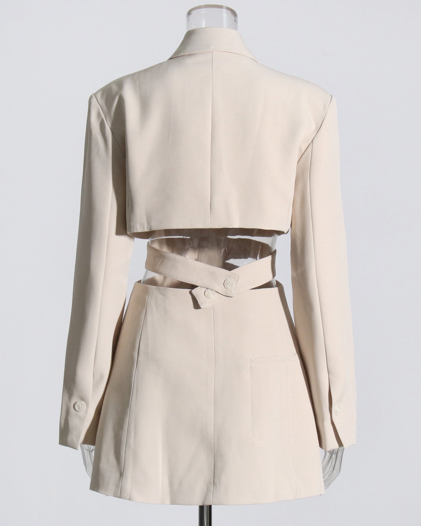 Apricot Solid Lapel Cutout Blazer