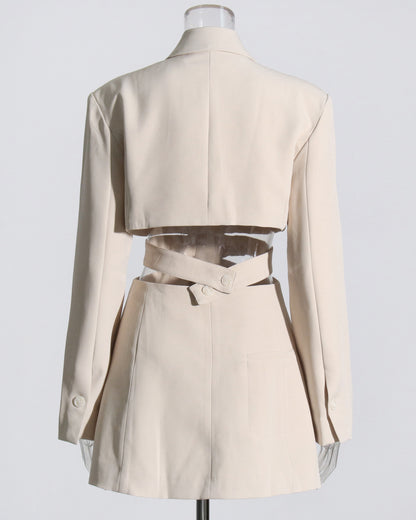 Apricot Solid Lapel Cutout Blazer