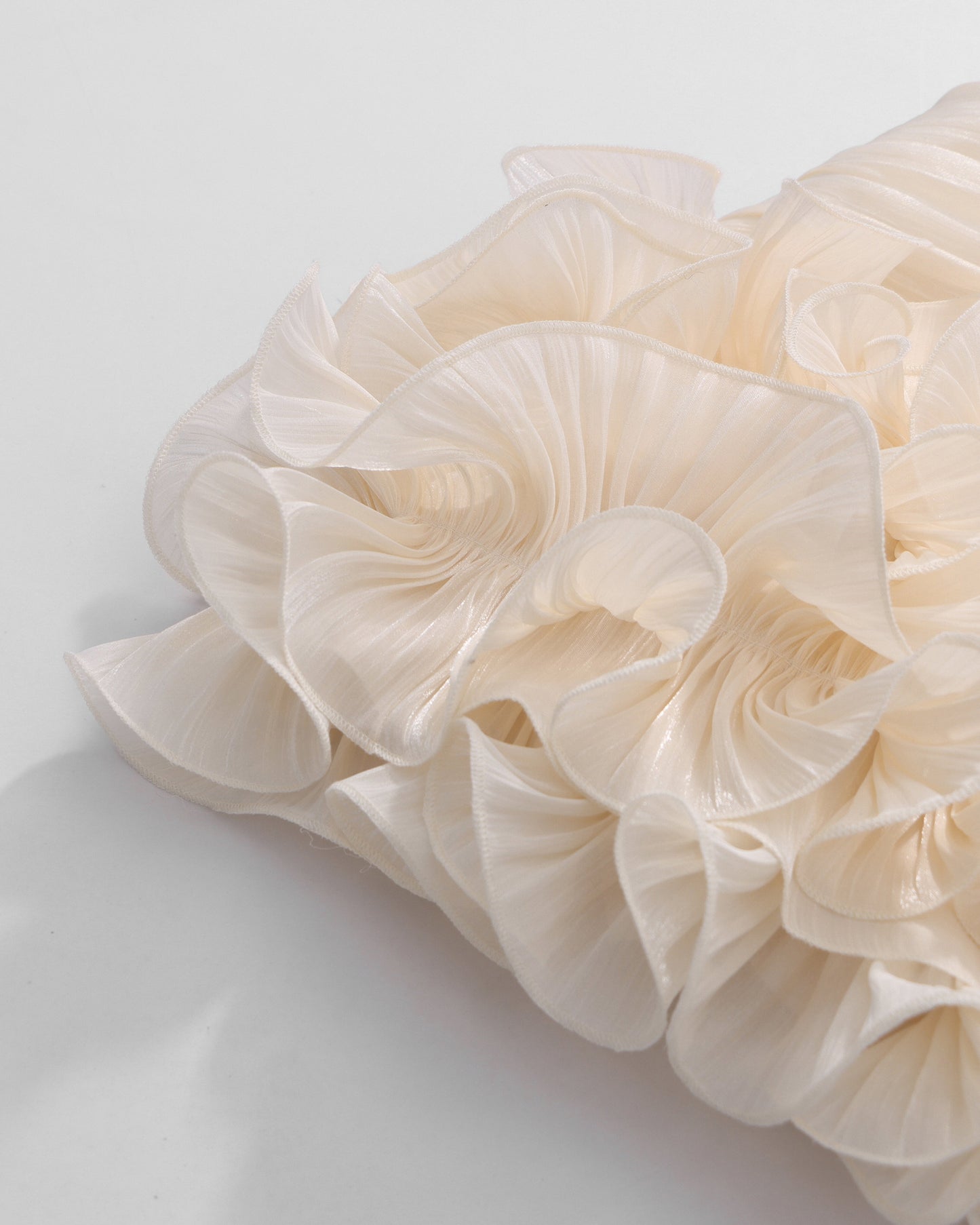 Apricot Strapless Ruffled Tulle Mini Dress