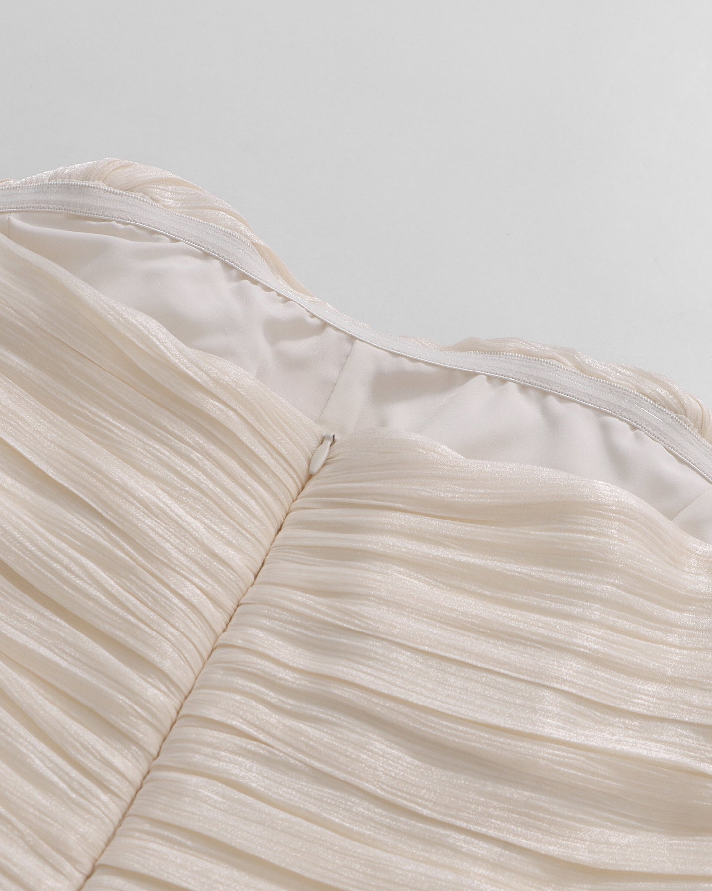 Apricot Strapless Ruffled Tulle Mini Dress