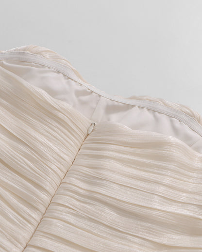 Apricot Strapless Ruffled Tulle Mini Dress