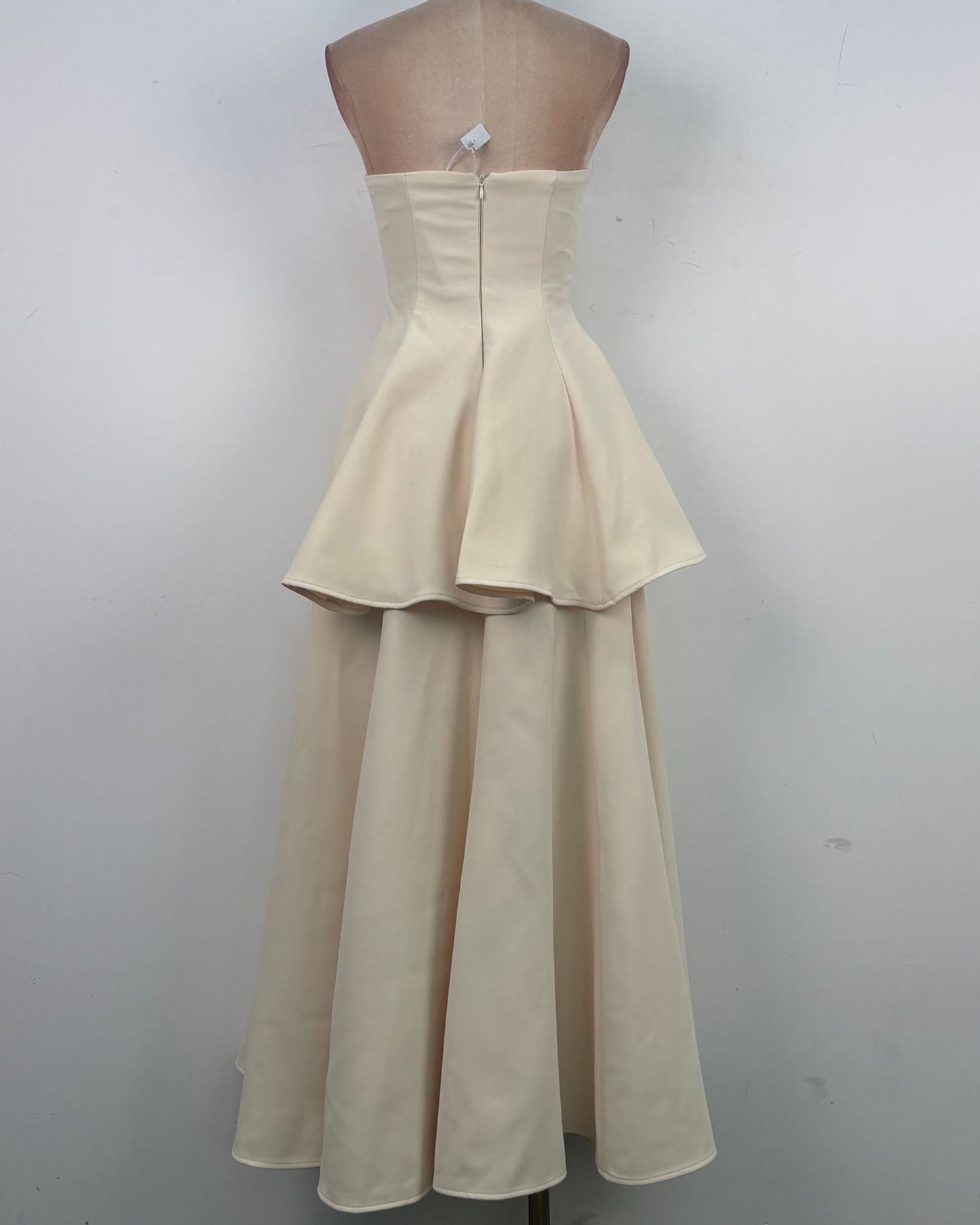 Apricot Strapless A-Line Midi Dress