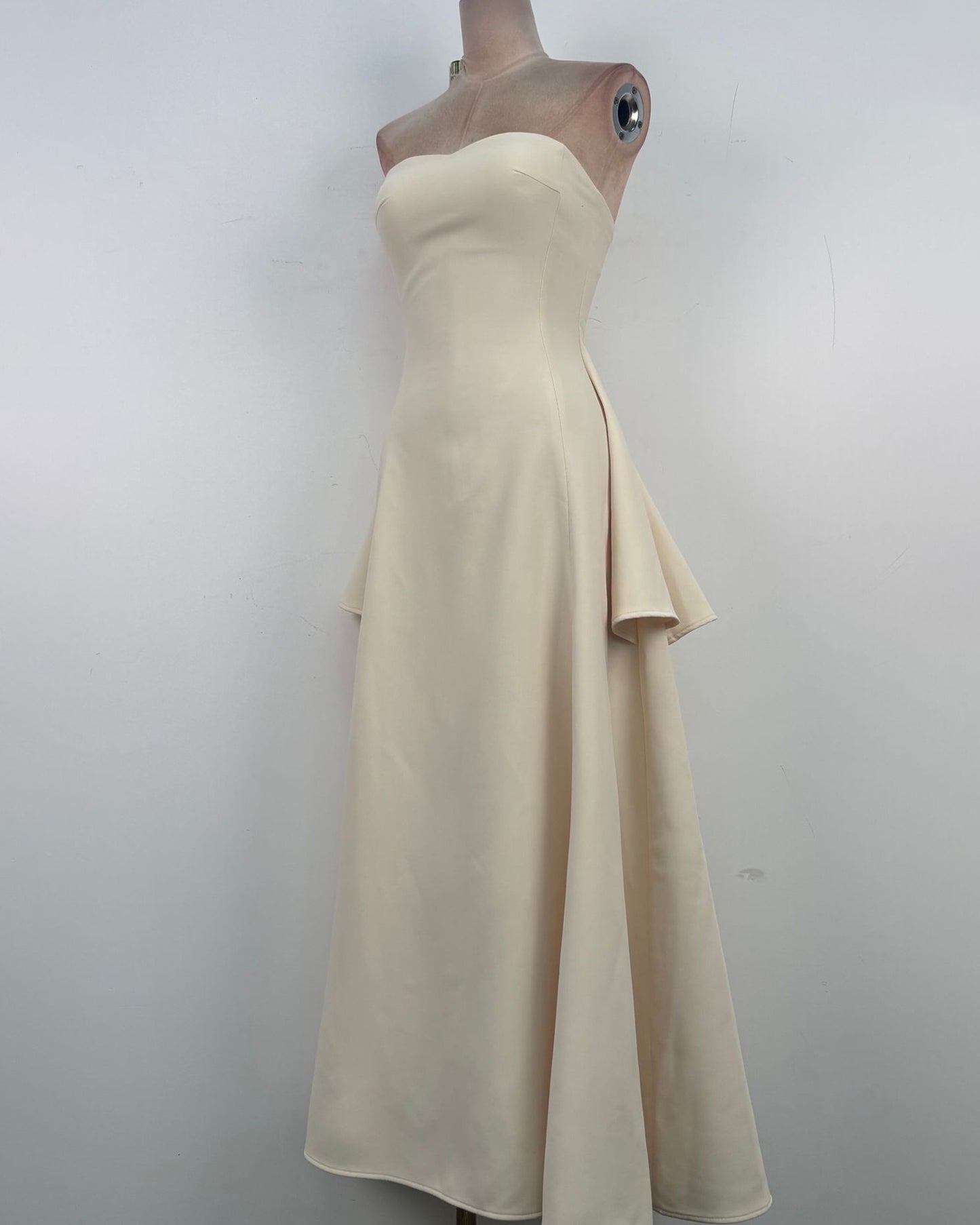 Apricot Strapless A-Line Midi Dress