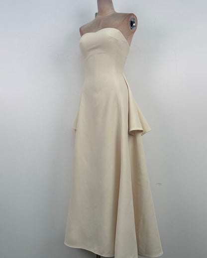 Apricot Strapless A-Line Midi Dress