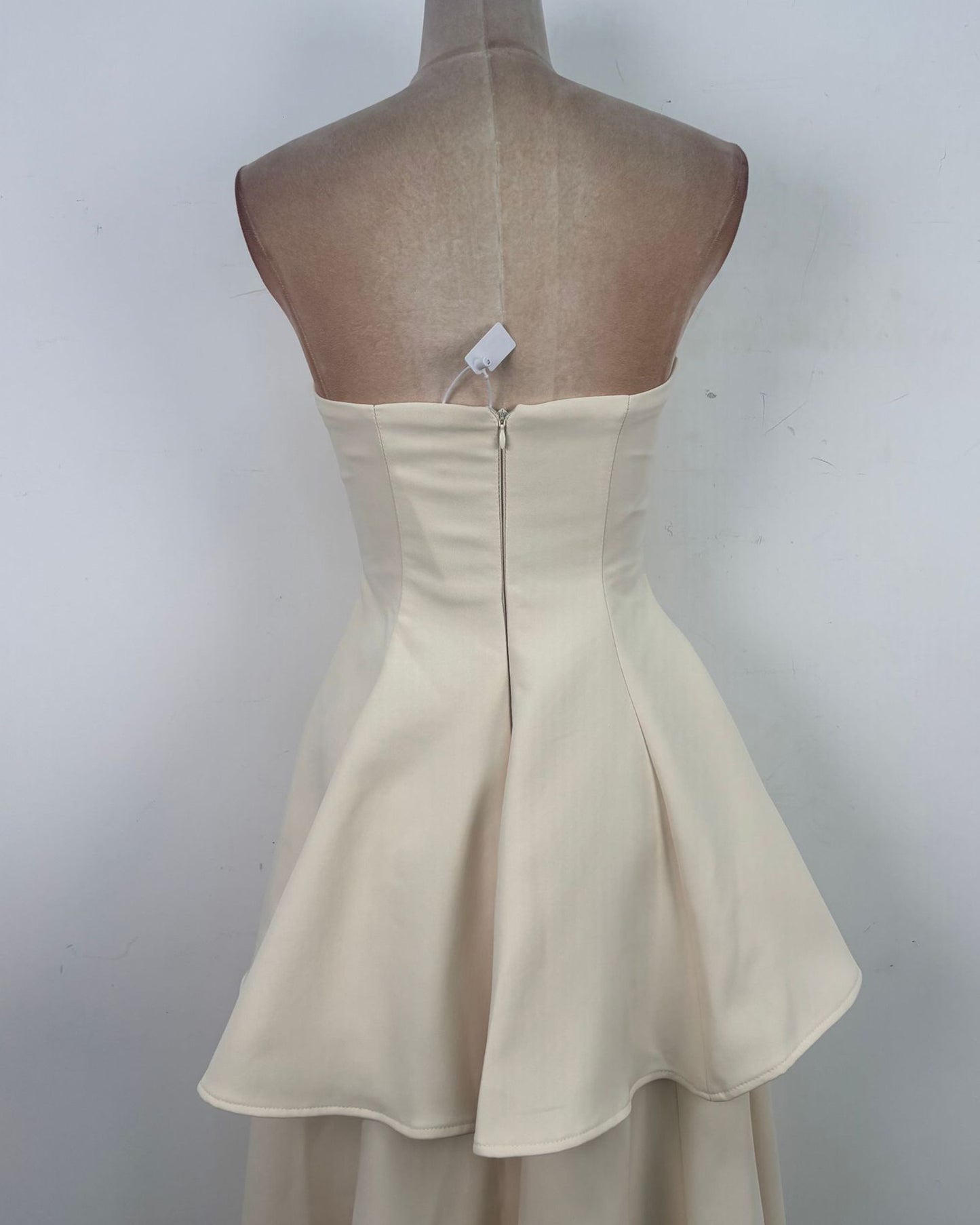 Apricot Strapless A-Line Midi Dress