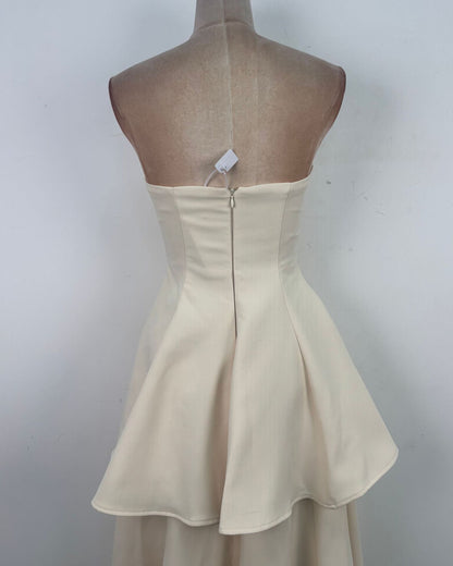 Apricot Strapless A-Line Midi Dress