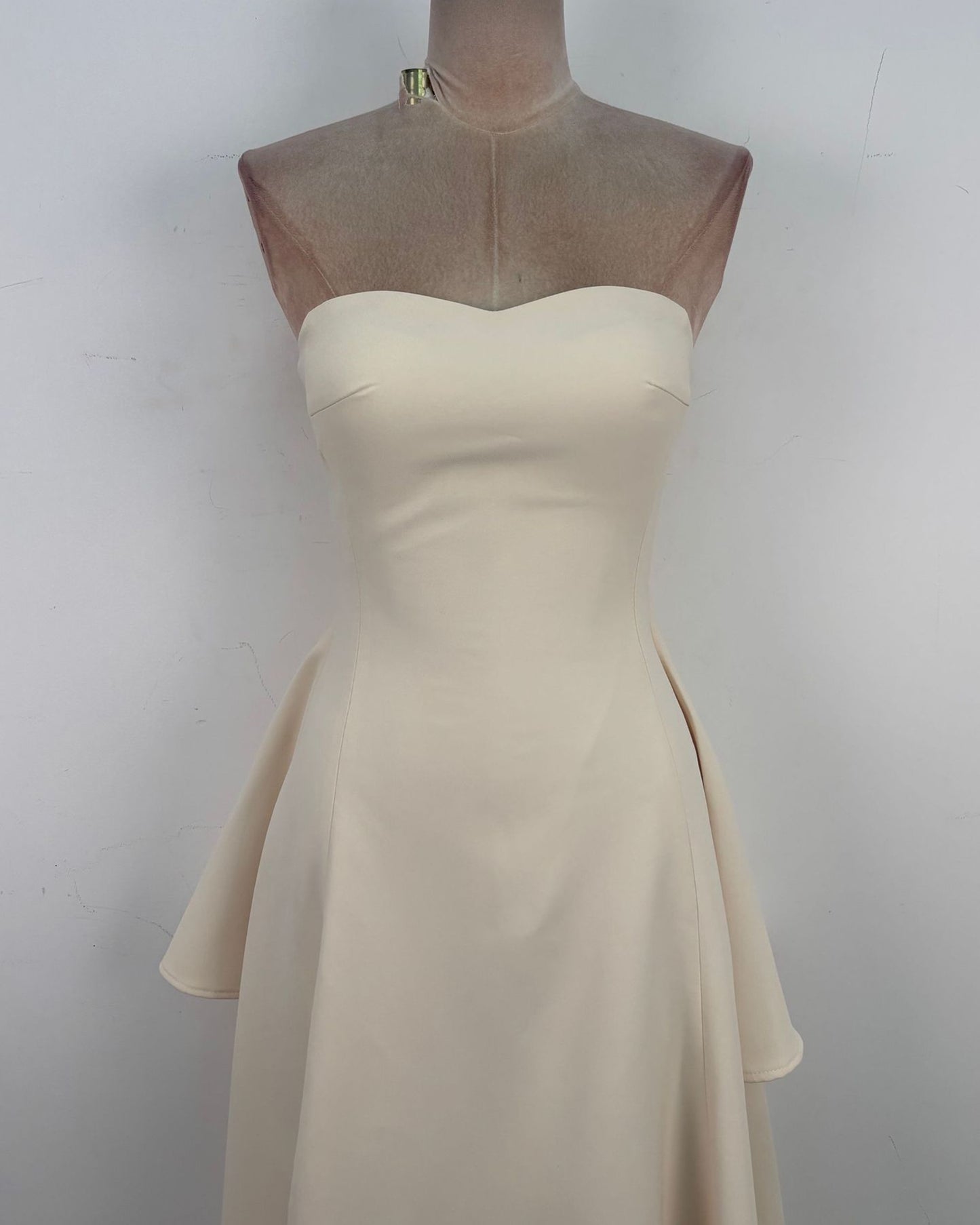 Apricot Strapless A-Line Midi Dress