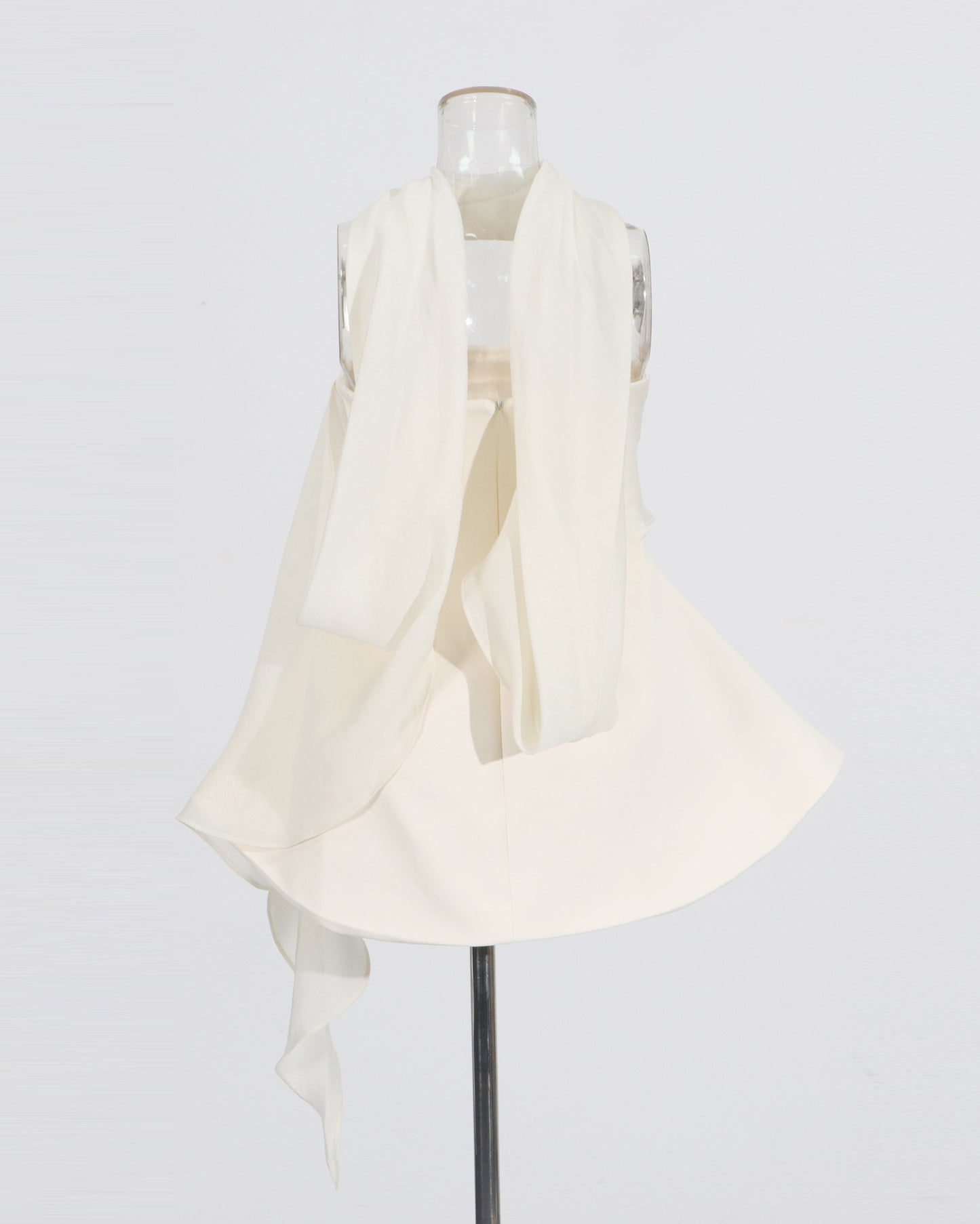 Apricot Strapless Dress with Sheer Scarf