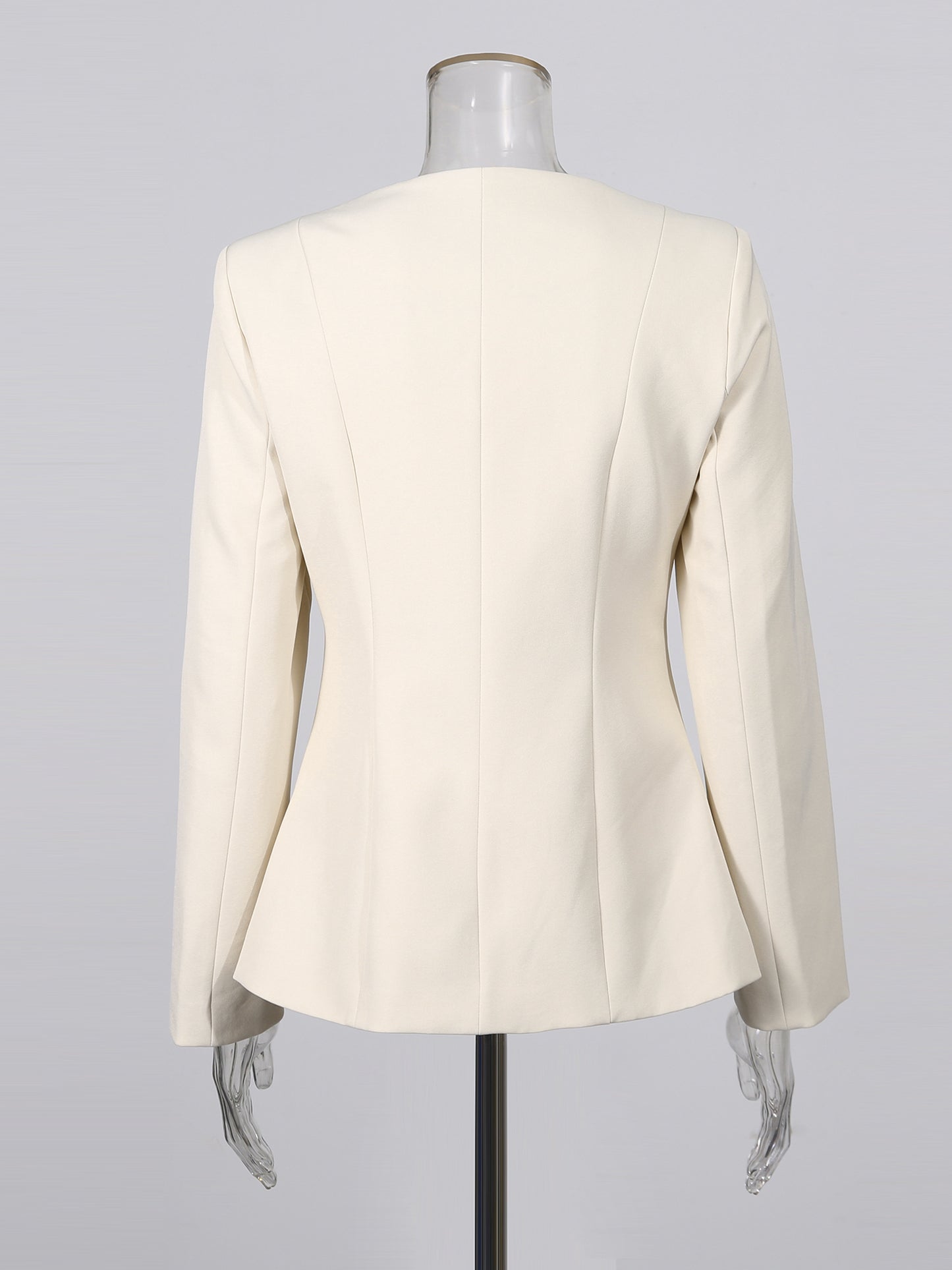 Apricot Suit Set with Gold Button & Flared Pant Detail