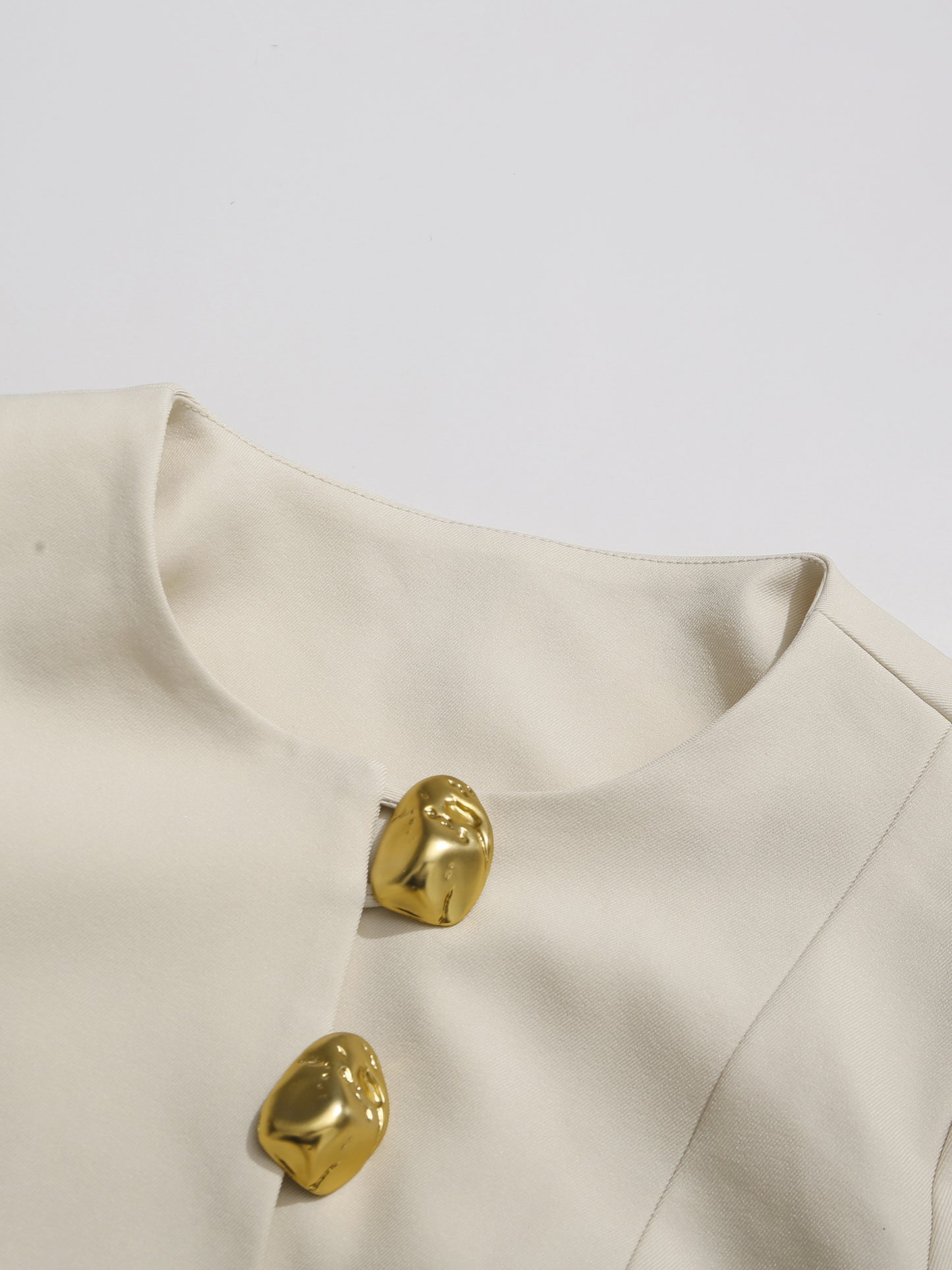 Apricot Suit Set with Gold Button & Flared Pant Detail