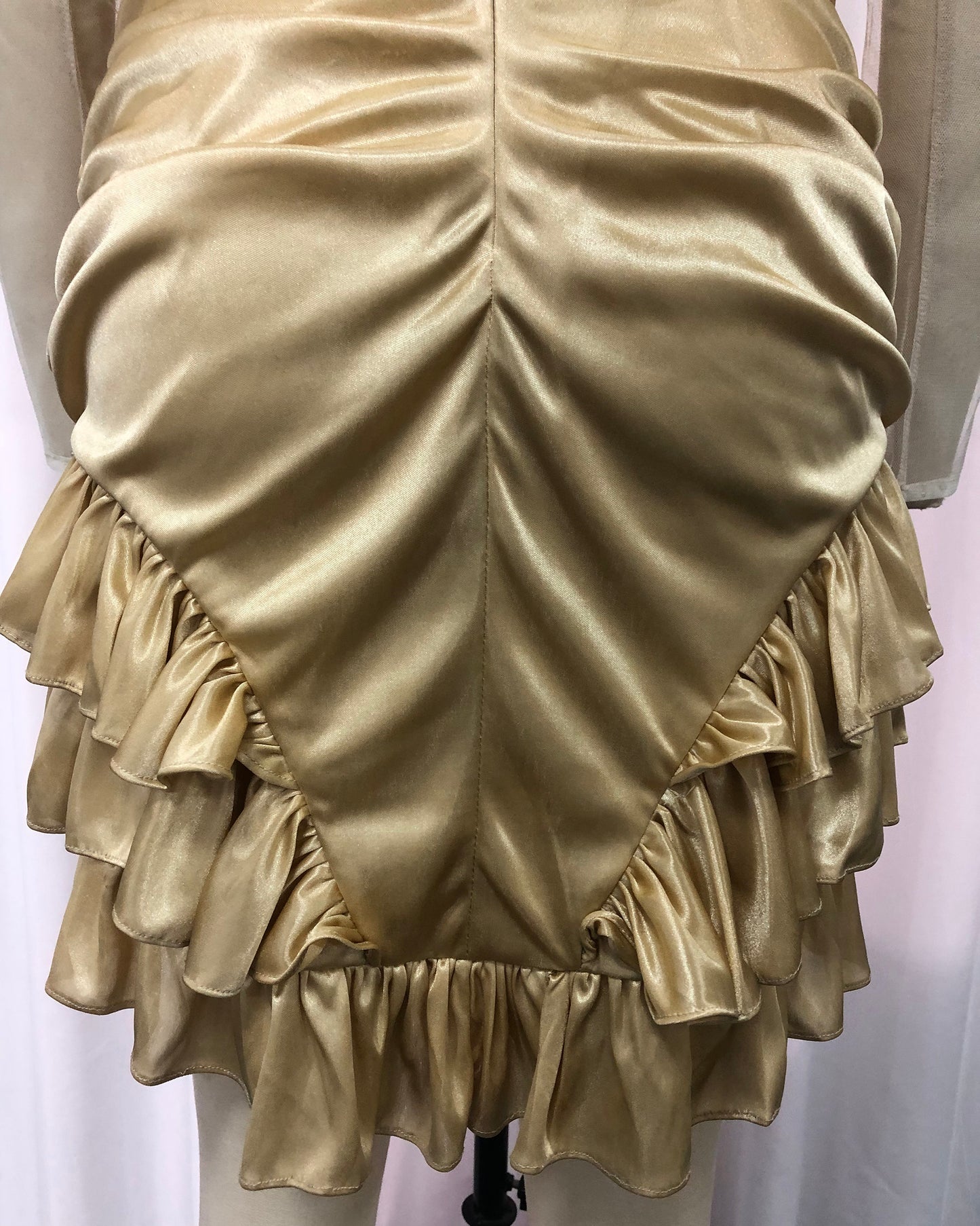 Apricot Tulle Puff Sleeve Satin Mini Dress