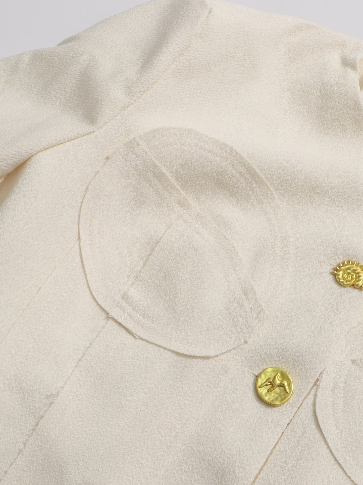 Apricot Two-Piece Set with Gold Button Detailing