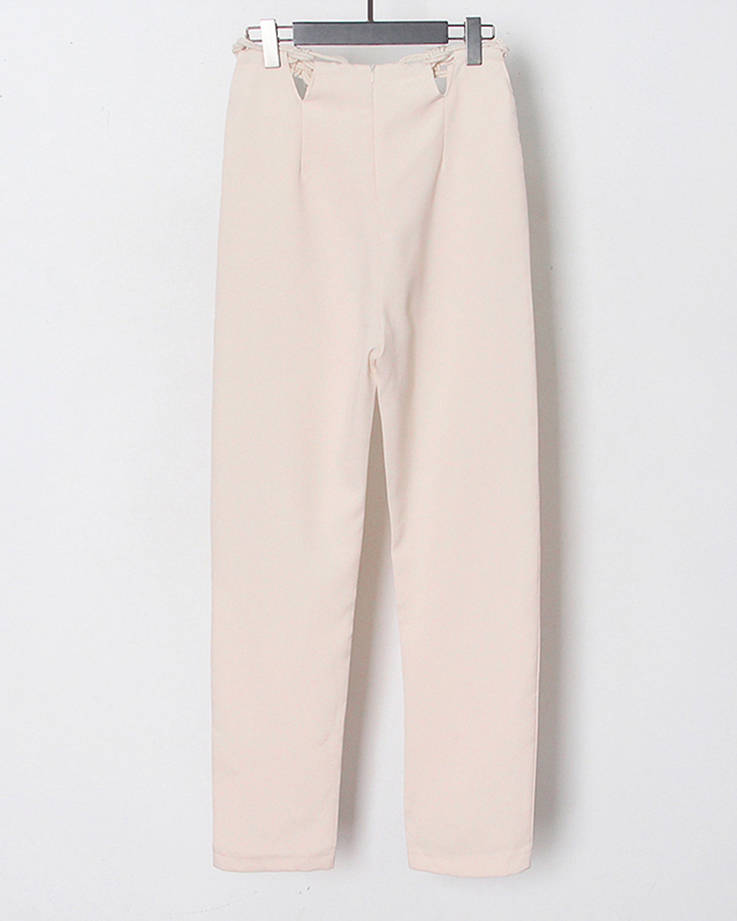 Apricot Wide-Leg Pants with Contrast Waist Accents