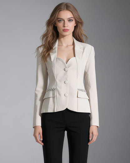 Apricot Blazer with Crystal Side Accents