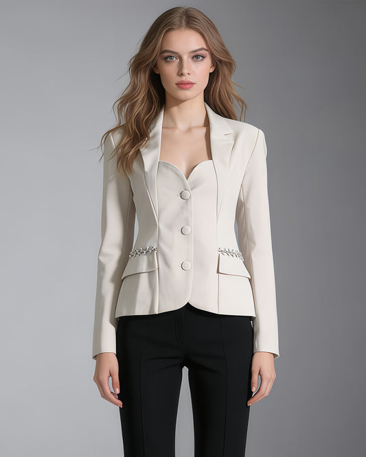 Apricot Blazer with Crystal Side Accents