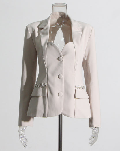 Apricot Blazer with Crystal Side Accents