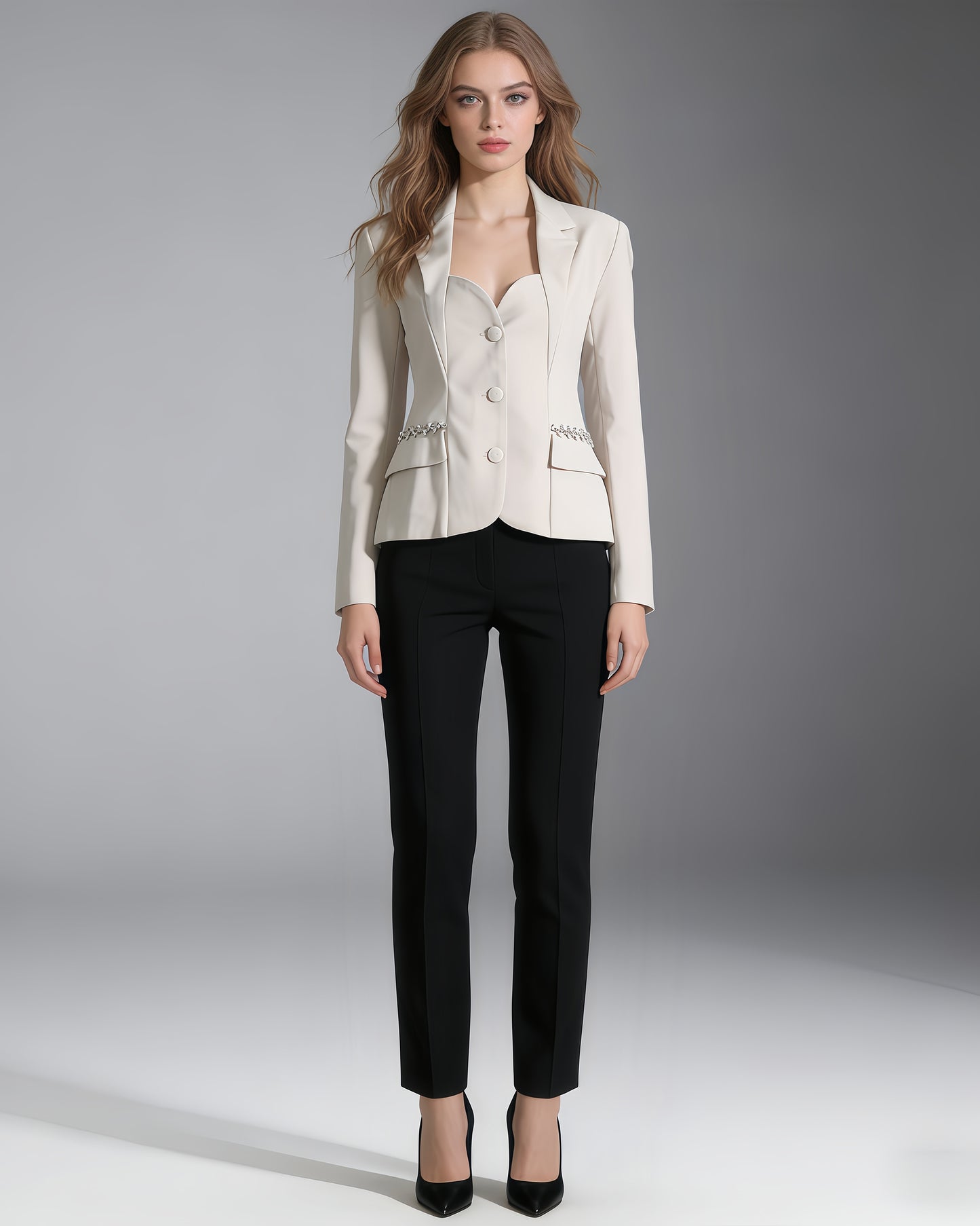 Apricot Blazer with Crystal Side Accents