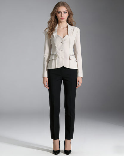 Apricot Blazer with Crystal Side Accents