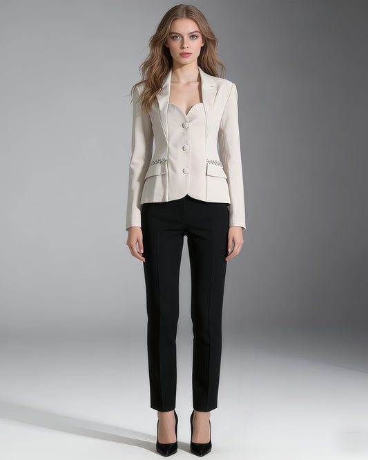 Apricot Blazer with Crystal Side Accents