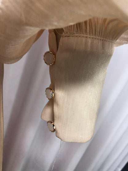 Apricot Ruched Waist Tiered Midi Dress