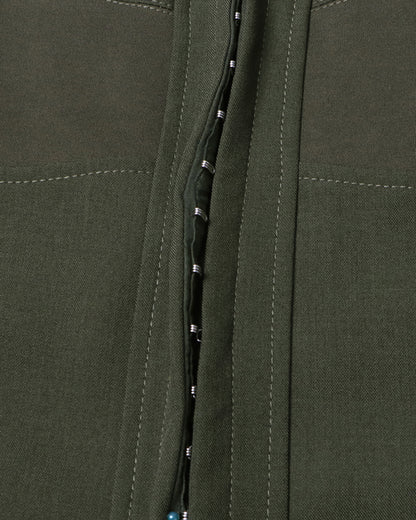 Army Green Long-Sleeve Corset Top Square Neck