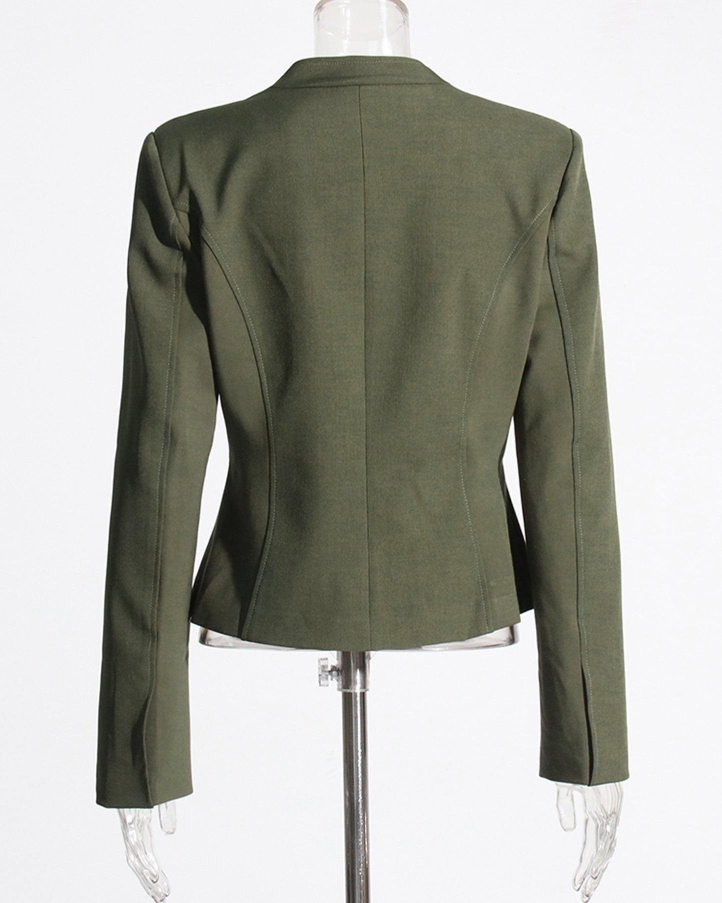 Army Green Long-Sleeve Corset Top Square Neck