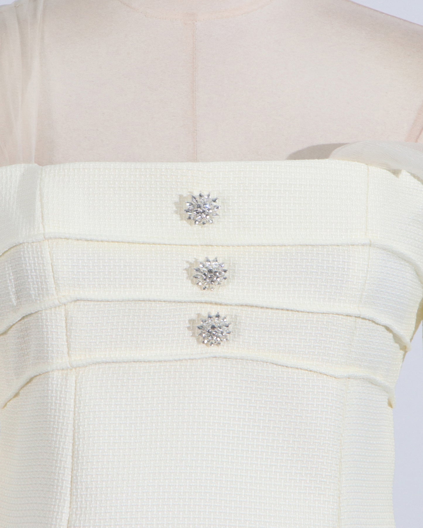 Beige Off-Shoulder Top & Tulle Skirt Set