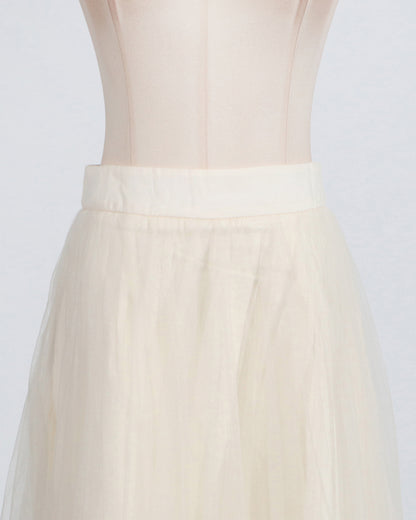 Beige Off-Shoulder Top & Tulle Skirt Set