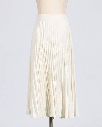 Beige Pleated Midi Skirt