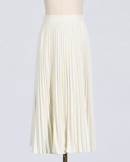 Beige Pleated Midi Skirt