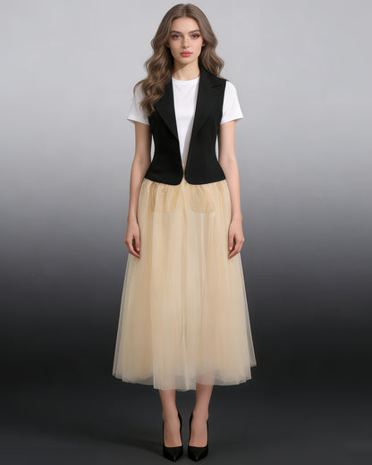 Black Apricot Sleeveless Mesh Jacket