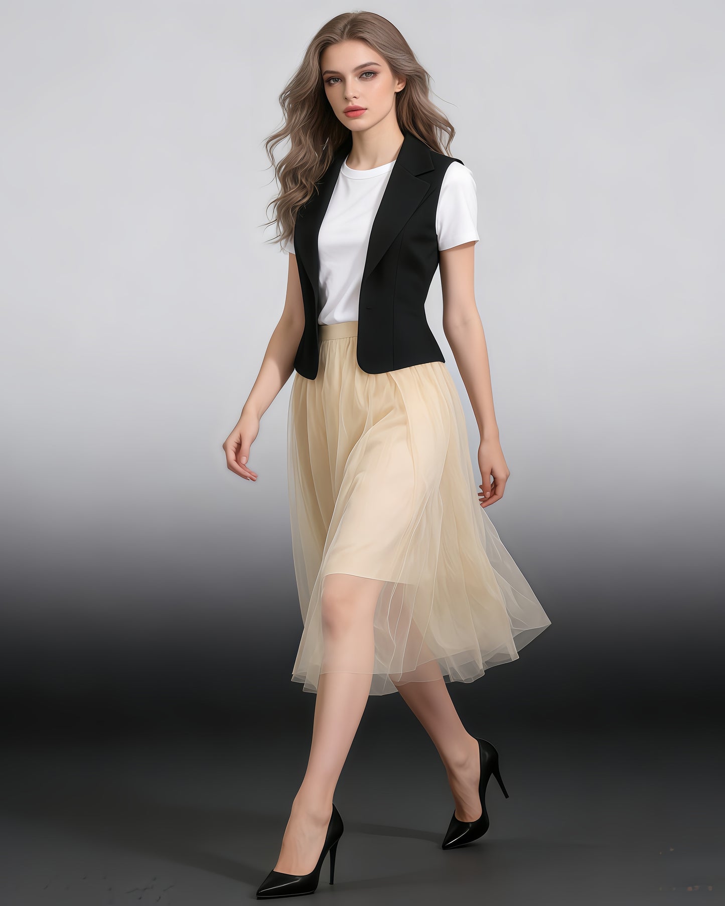 Black Apricot Sleeveless Mesh Jacket