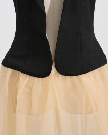 Black Apricot Sleeveless Mesh Jacket