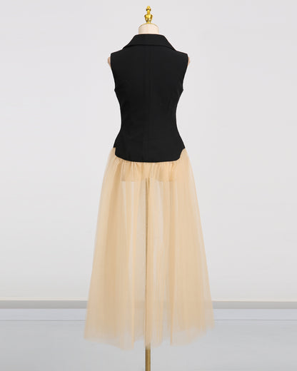 Black Apricot Sleeveless Mesh Jacket