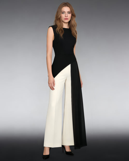 Black Asymmetric Chiffon Blouse