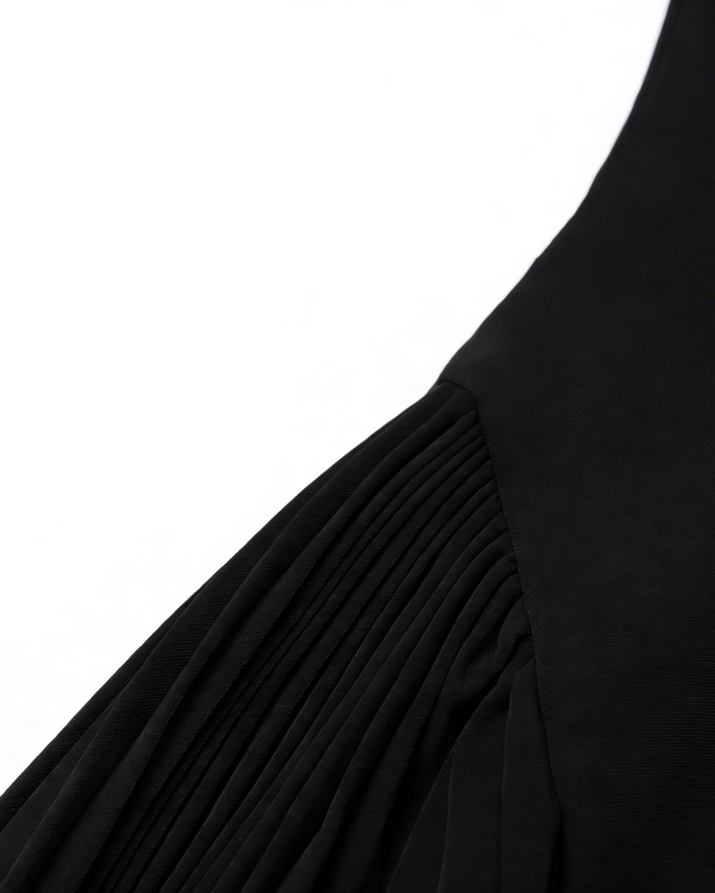 Black Asymmetric Off-Shoulder Pleated Maxi Dress