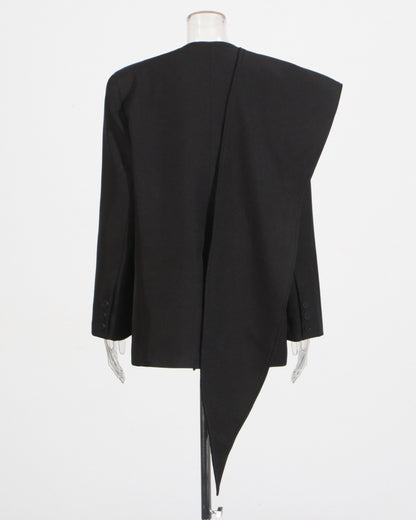Black Asymmetric Oversized Blazer