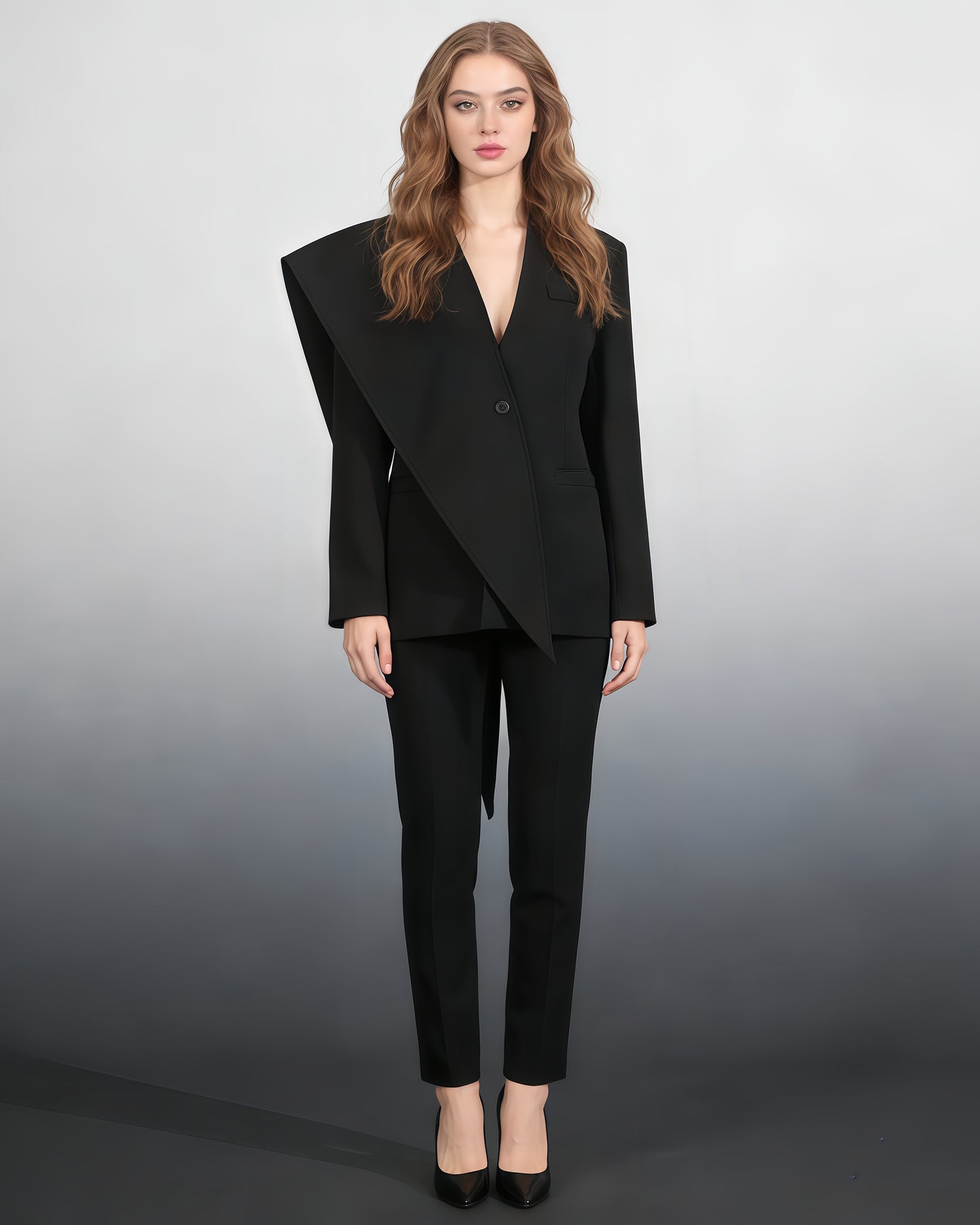Black Asymmetric Oversized Blazer