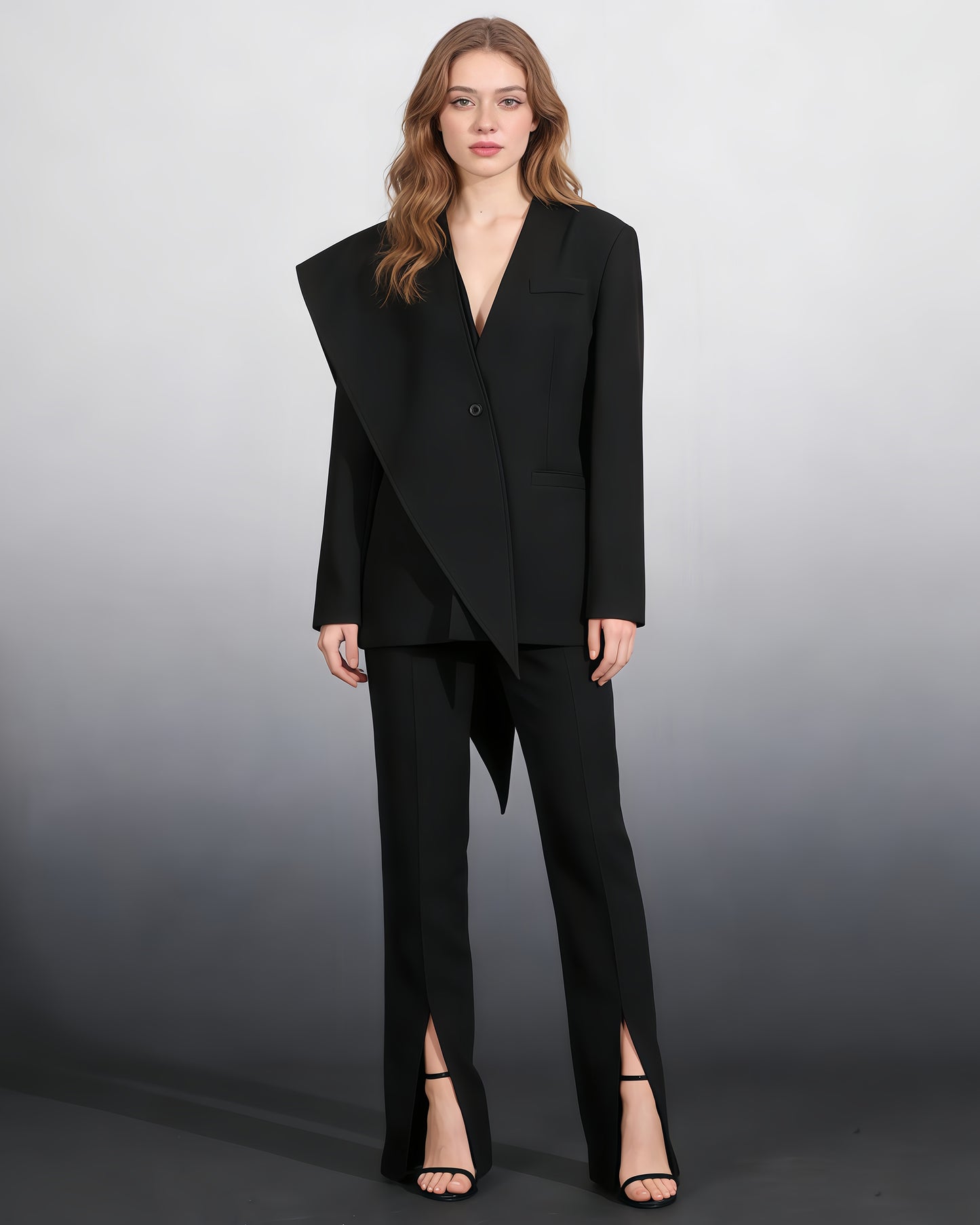 Black Asymmetric Oversized Blazer