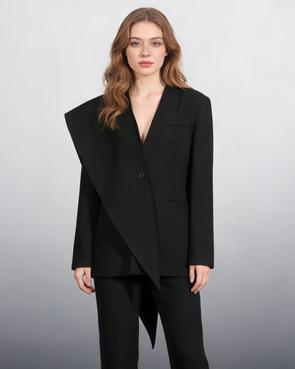 Black Asymmetric Oversized Blazer