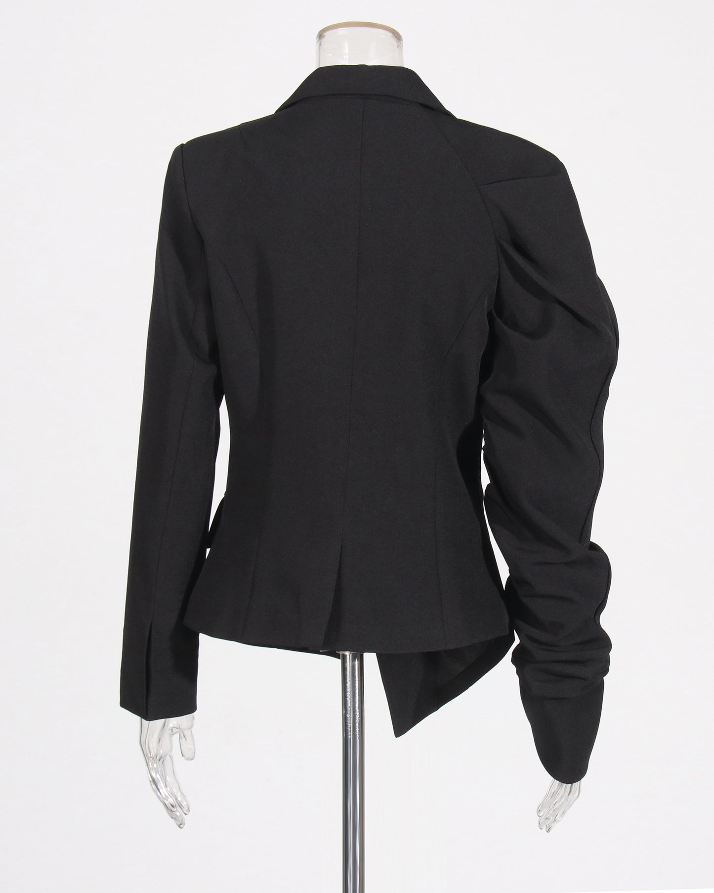Black Asymmetric Ruched Blazer