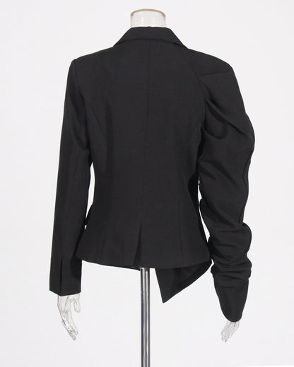 Black Asymmetric Ruched Blazer