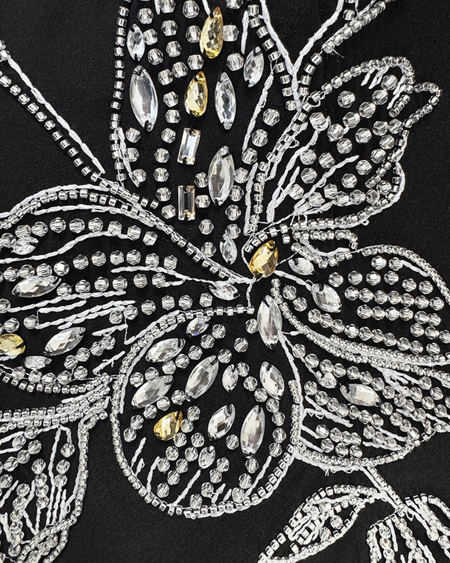 Black Beaded Floral Mermaid Gown