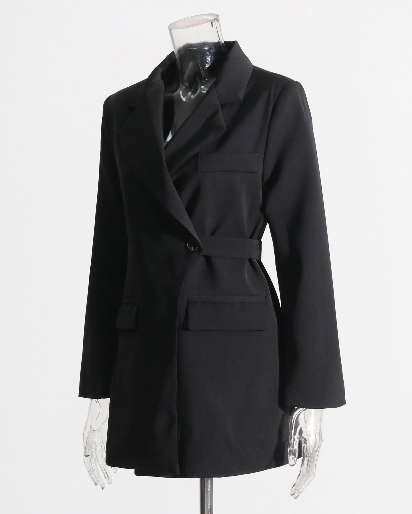 Black Belted Blazer Dress