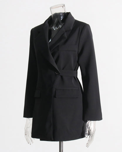 Black Belted Blazer Dress