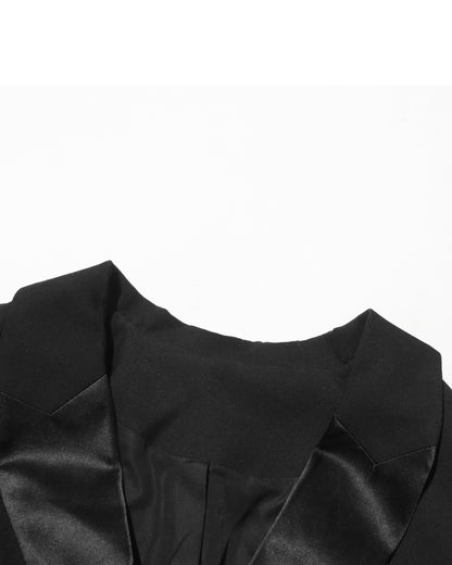 Black Blazer Dress with Feather Trim