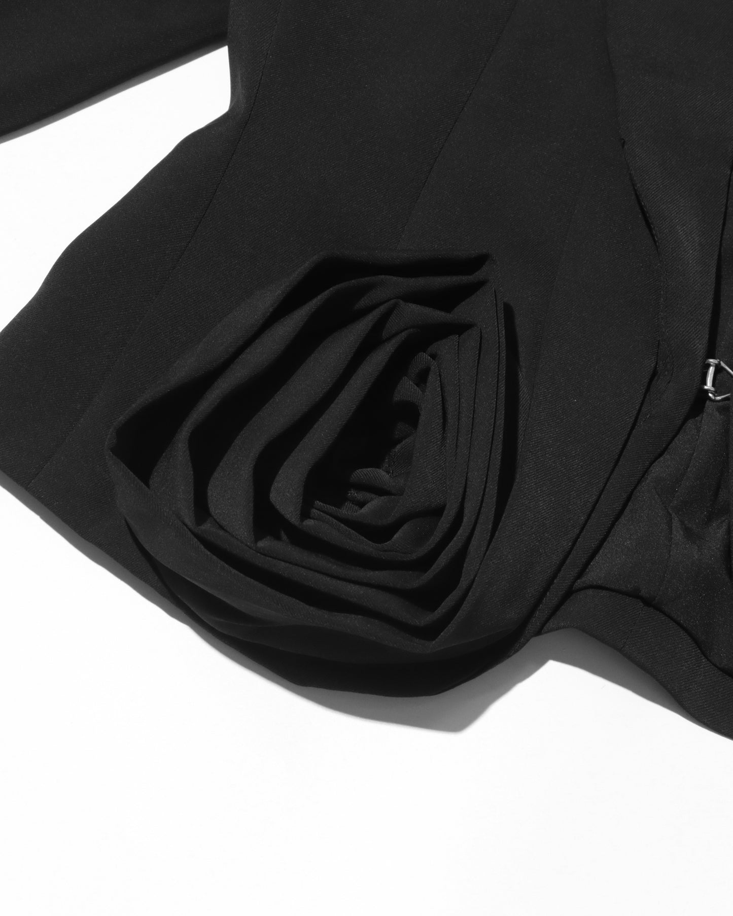 Black Blazer with 3D Rose Accents