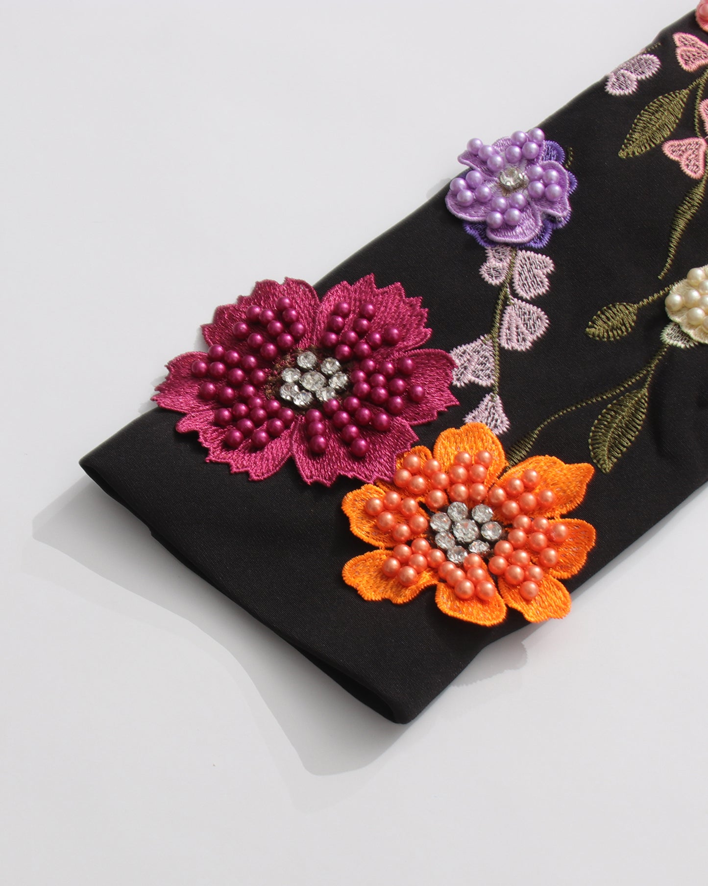 Black Blazer with Colorful 3D Floral Embroidery