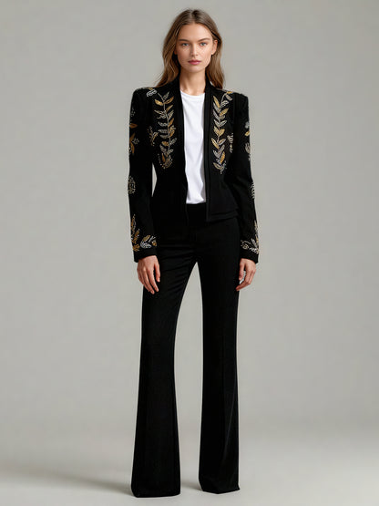 Black Blazer with Gold & Silver Beaded Embellishments